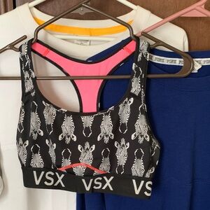 VSX Zebra Pattern Sports Bra with Pink Accents